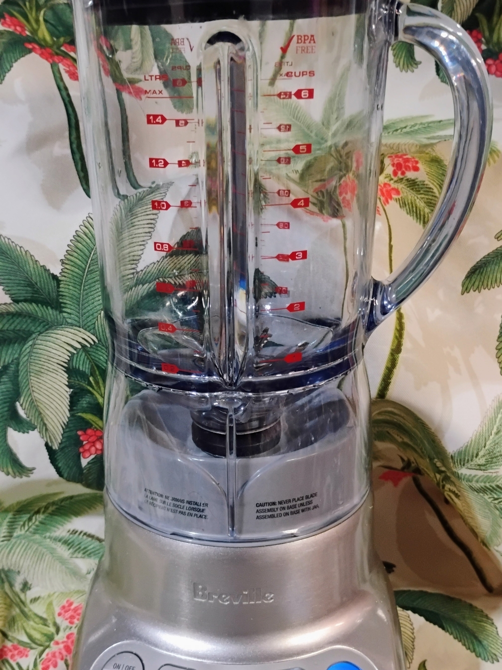 Breville Silver and Clear Blender with Red Measurement Markings